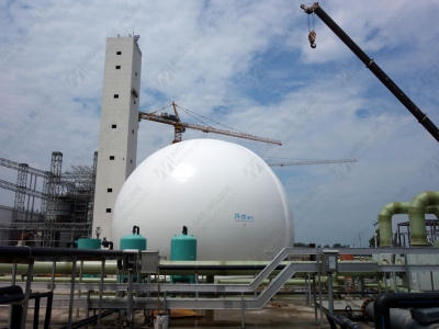 河南商丘城市垃圾處理廠膜氣柜安裝完成