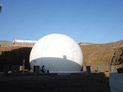 山東濰坊養(yǎng)殖場雙膜沼氣柜安裝完成