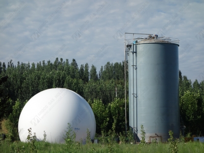 山東泰安食品廠雙膜氣柜安裝完成