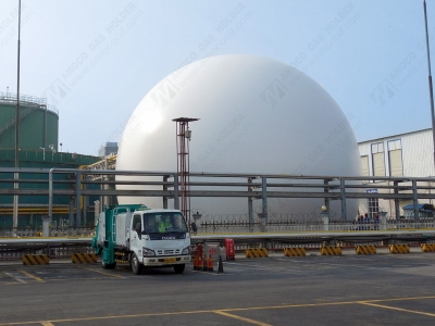 我公司位于湖南長沙一處餐廚垃圾處理廠膜氣柜安裝完成