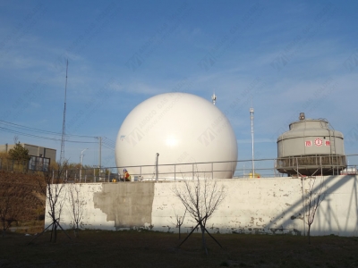 黑龍江哈爾濱市一啤酒廠雙膜氣柜安裝完成