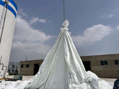 山東某食品公司雙膜沼氣氣柜開始安裝