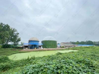 江蘇省宿遷市奶牛養(yǎng)殖場雙膜氣柜安裝完成