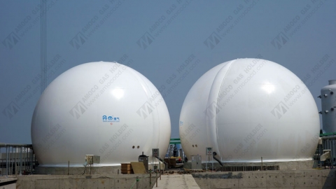 2 sets of double membrane gas holders installation is completed