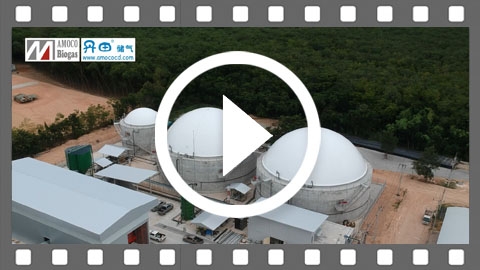 [4K, Time Lapse]  3 sets of AMOCO membrane gas holder in Rayong, Thailand