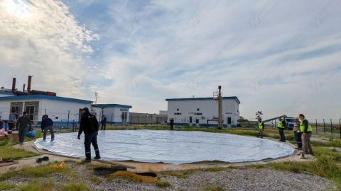 We are installing 3 sets of 2,720 m3  double membrane biogas holder  in Mersin, Türkiye(Turkey)