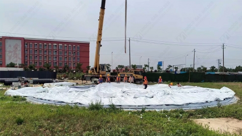 We are installing double membrane biogas holder  in Jiangsu, China