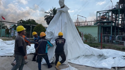 AMOCO is installing 2000m3 double membrane biogas holder in Riau, Indonesia.