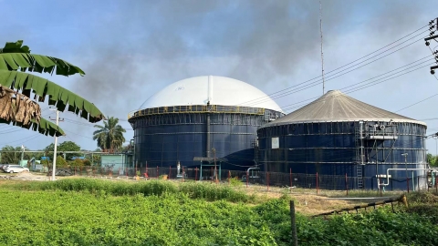 AMOCO biogas holder project installation completed in in Riau, Indonesia