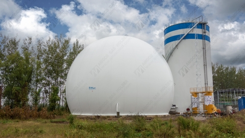 AMOCO 3000m3 biogas holder installation completed in Jiangsu, China
