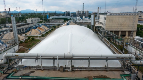 The installation of AMOCO rectangular  double membrane biogas holder has been completed
